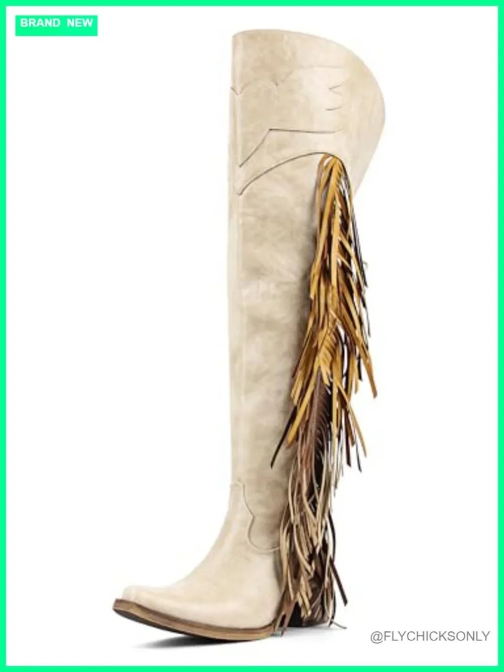 Over Knee Cowboy Boots with Fringe Adjustable Thigh High Cowgirl Boots